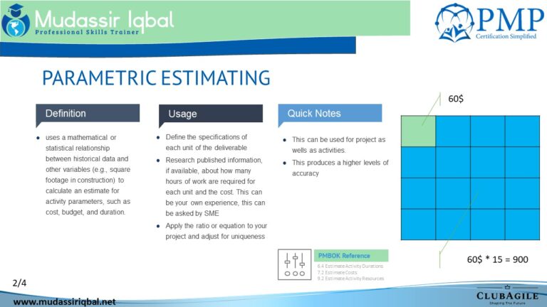 PARAMETRIC ESTIMATION : PMP/CAPM - Mudassir Iqbal